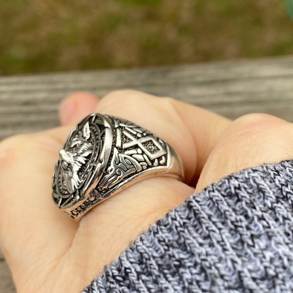 Viking Wolf ring Silver wolf knotwork Othala - Picture 5 of 10
